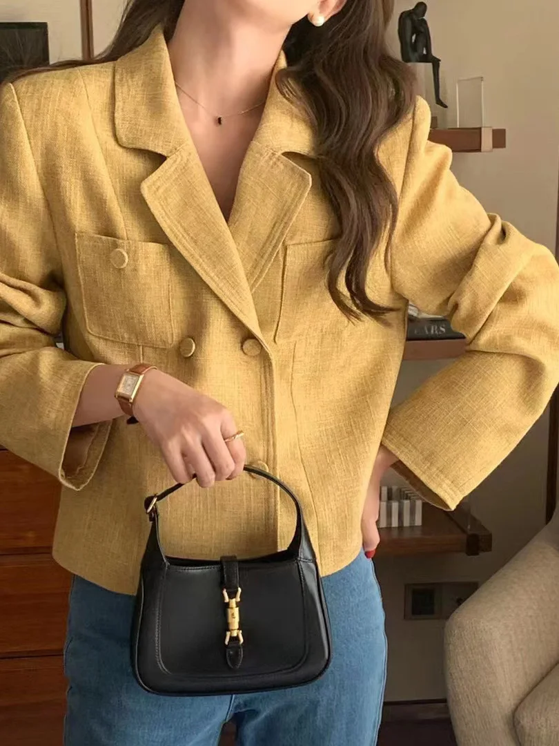 

Korean Sle Double Breasted Loose Fit Suit Jaet Women's Faion Autumn 2025 Versatile High End Top Zipper Closure Color