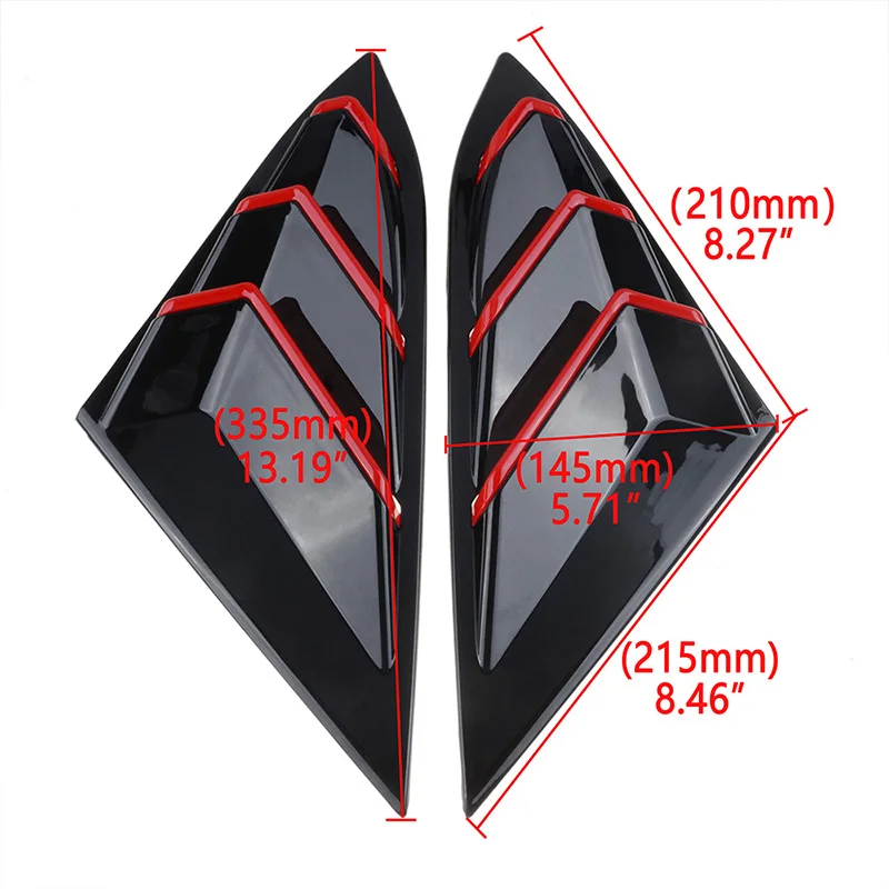 Rear Quarter Window Panel Side Window Louvers Spoiler Red Line Fit For 16-21 Honda Civic 10th Sedan Car Accessories Replacement