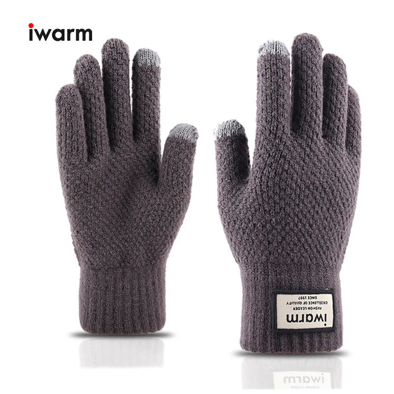 Winter Men Knitted Gloves Touch Screen High Quality Male Mitten Thicken Warm Wool Cashmere Solid Men Business Gloves Autumn