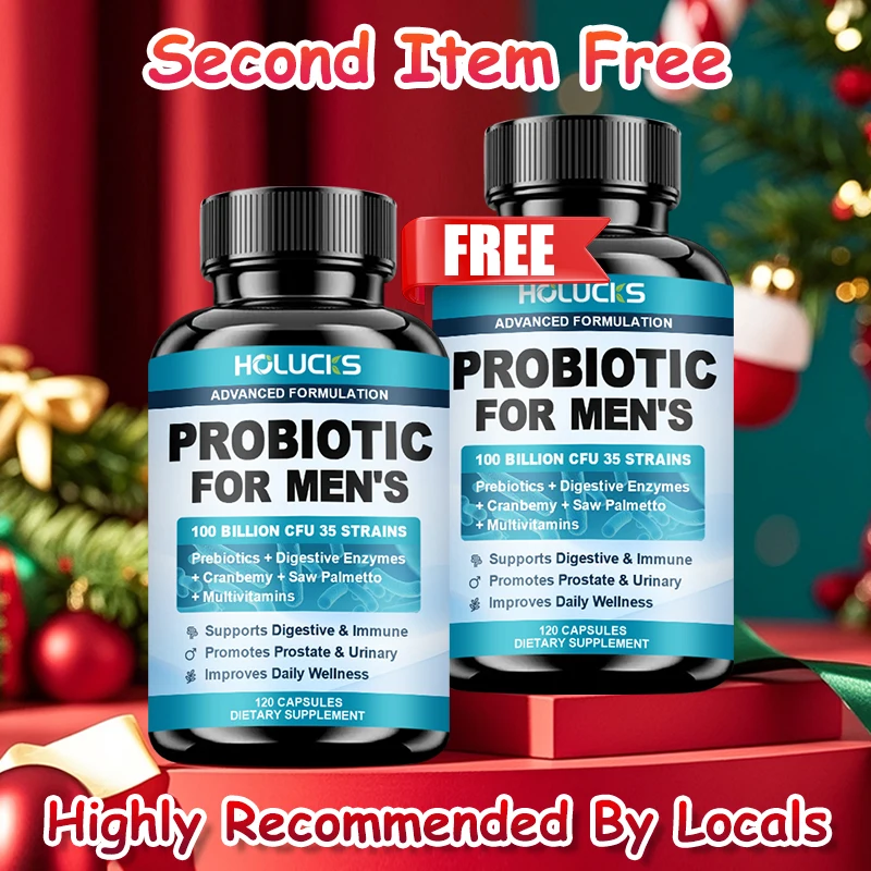 

HOLUCKS Premium Men's Probiotic Capsules, with Digestive Enzymes, Support Gut Integrity, Prostate Health & Overall Body Function