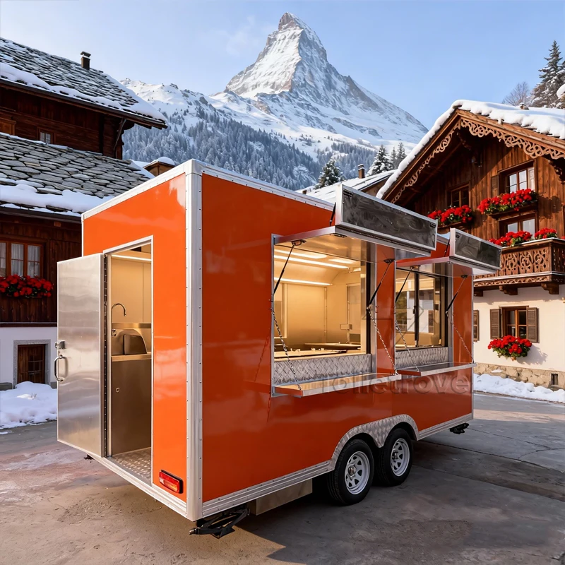 

Оптовая продажа: Коммерческий фудтрак для сладких закусок, изогнутый мобильный прицеп для еды, уличный передвижной фудтрак с окном для продажи