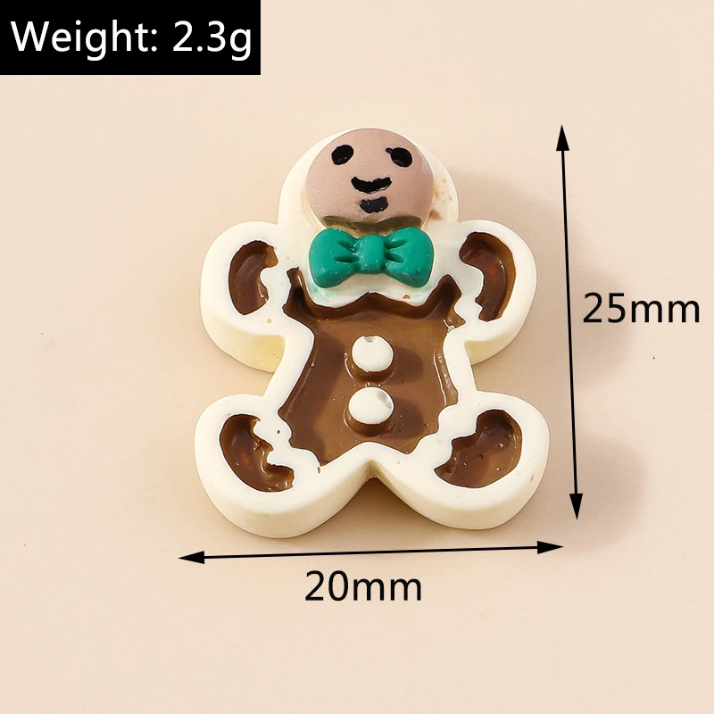 Leslie 10 Stück 22 x 19 mm niedliche Harz-Weihnachtskeks-Lebkuchenmann-Charms mit flacher Rückseite, Cabochon für DIY-Schmuckherstellung, Haarspangen – Detail 18