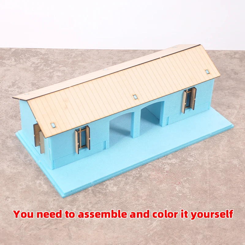 1/35/43/48 1/64 1/72 1/87 HO Maßstab Modellbausatz Miniatur Diorama Architektonisches Gebäude Hausmodell Eisenbahn Unbemaltes Dorf DIY – Detail 11