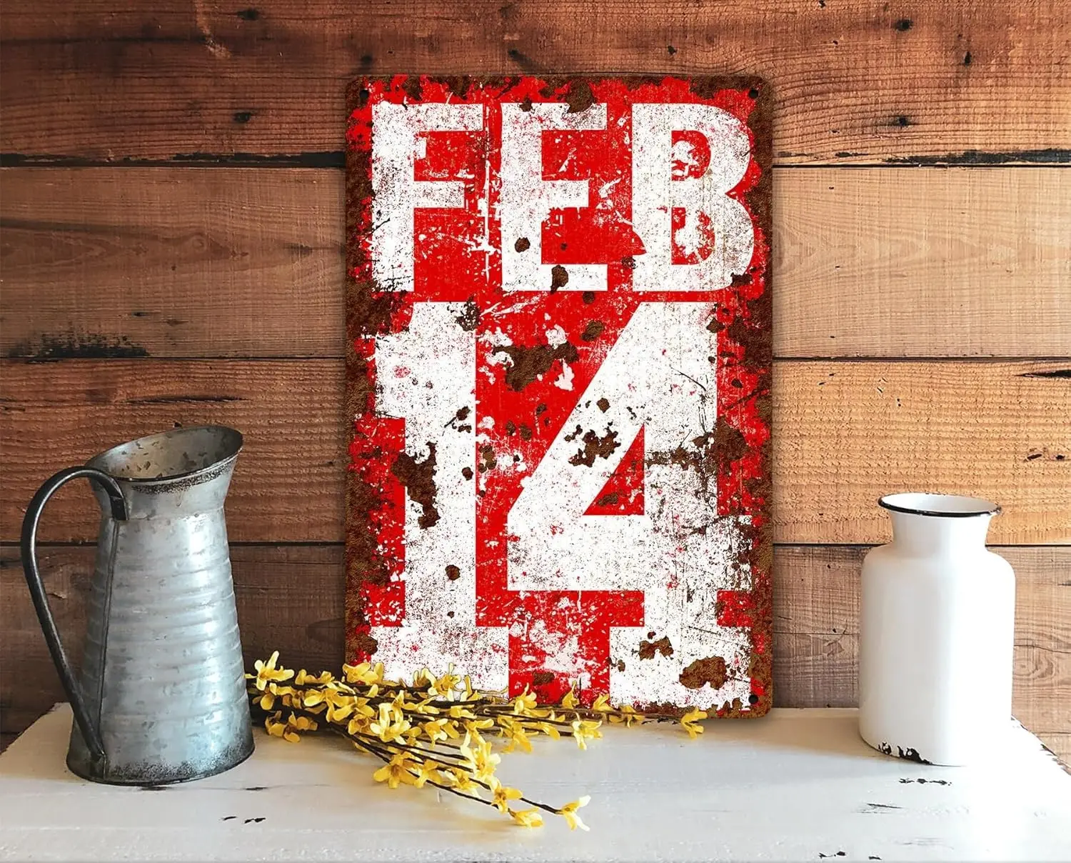 Valentines Day FEB 14 Date Number Decoration Tin Sign Retro Wall Decor Metal Sign 8