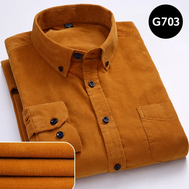 Pure Cotton Corduroy Long-Sleeved Shirt Men\'s Classic Retro Wear-Resistant Scratch-Resistant Casual Social Men Overalls