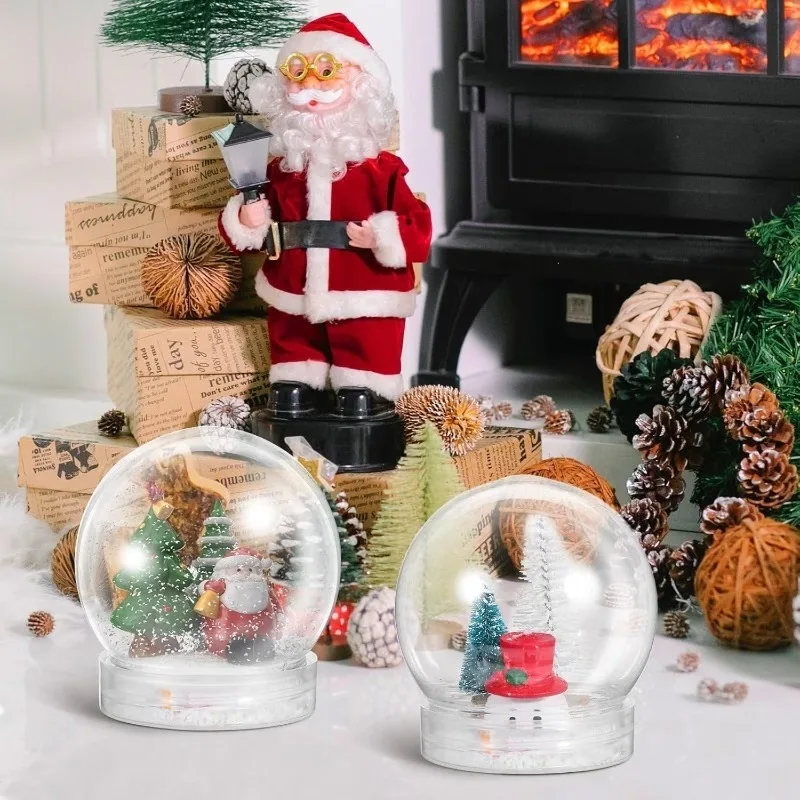 Christmas Snowball with Screw-On Lid - Clear Plastic Crystal Ball for DIY Holiday Decorations, Desktop Ornaments and Hanging
