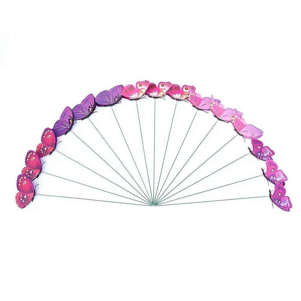 

24 Pcs Simulated Butterfly Stakes Purple PVC Material Garden nament Plant Decor Display Waterproof for garden