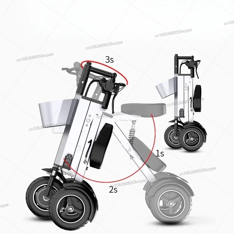 

48V high-power foldable electric vehicle, portable, small, lightweight, mini three wheeled electric scooter