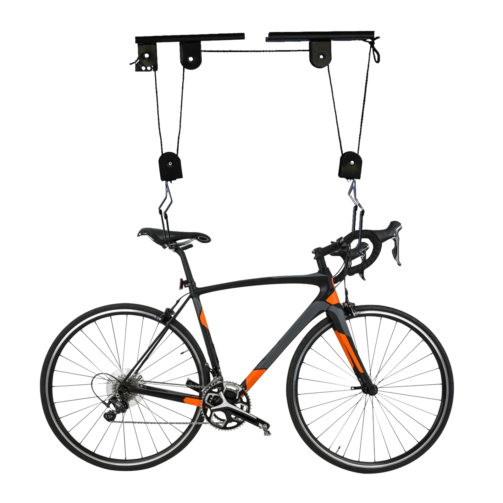 Bike Storage Hanger, Ceiling Mount Bike Hoist, Wall Mounted Bike Rack with 2 Ropes, Garage Organizer for Space Saving