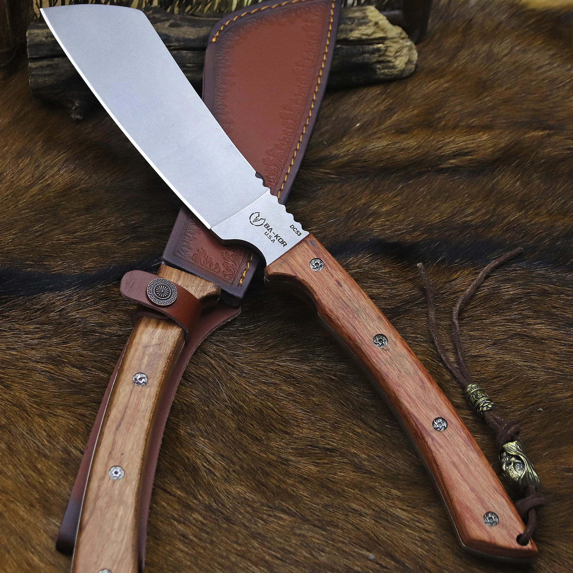 BA-KOR German DC53 high-end household multi-purpose tool knife, all Tang jungle survival knife, camping hunting knife