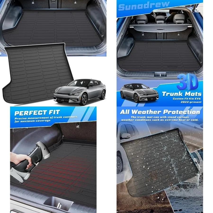 

Trunk Cargo Liner for 2022-2024 Kia EV6 Accessories, Rear Trunk Mat Cargo Mat All Weather Protection TPE Rubber Raised Edge