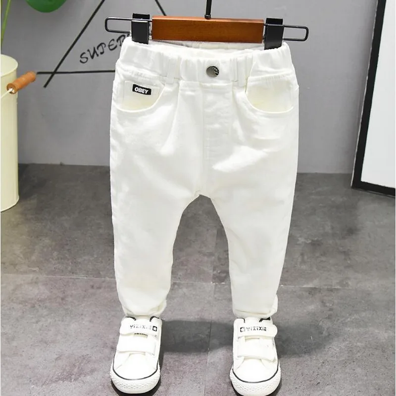 2-8Years New Children\'s Pants Spring Autumn White and Black Casual Kids Straight Pants Boys Fashion Pants Girls Ripped Pants