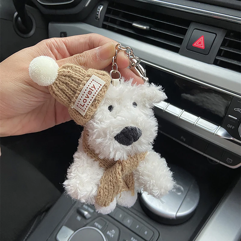 Kawali West Highland Terrier Plush Puppy Doll Bag Keychains Pendant Car Decoration Creative Cute Kids Birthday Gift For Girls