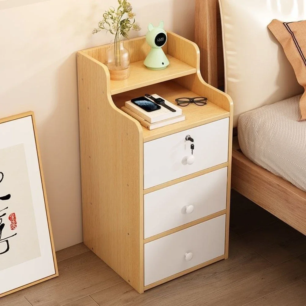 Wooden Bedside Table Multifunctional Storage Cabinet Drawer Style Storage Cabinet Easy To Assemble