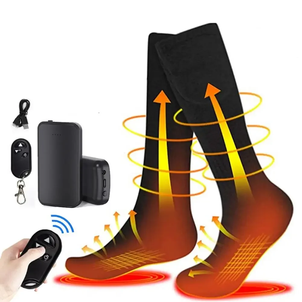 Chaussettes thermiques électriques avec télécommande, 3 réglages  température, USB, rechargeables,