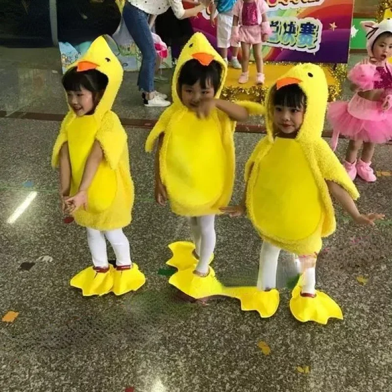 Disfraces de animales de pollo y pato para niños y niñas, medias, vestido, fiesta de cumpleaños, Halloween, amarillo, lindo, Unisex