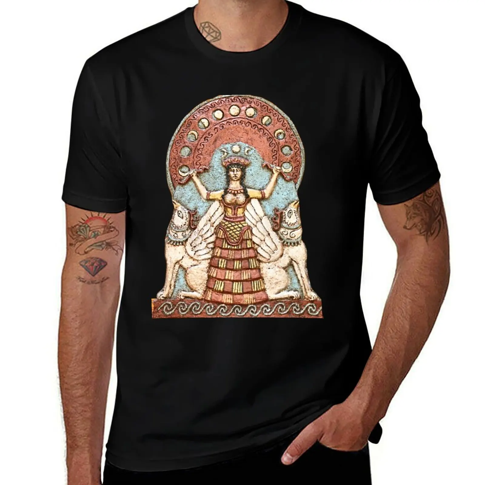 

cotton Griffins. man t shirt shirt with designer quality t T-Shirt Minoan Snake high Goddess man T-Shirt