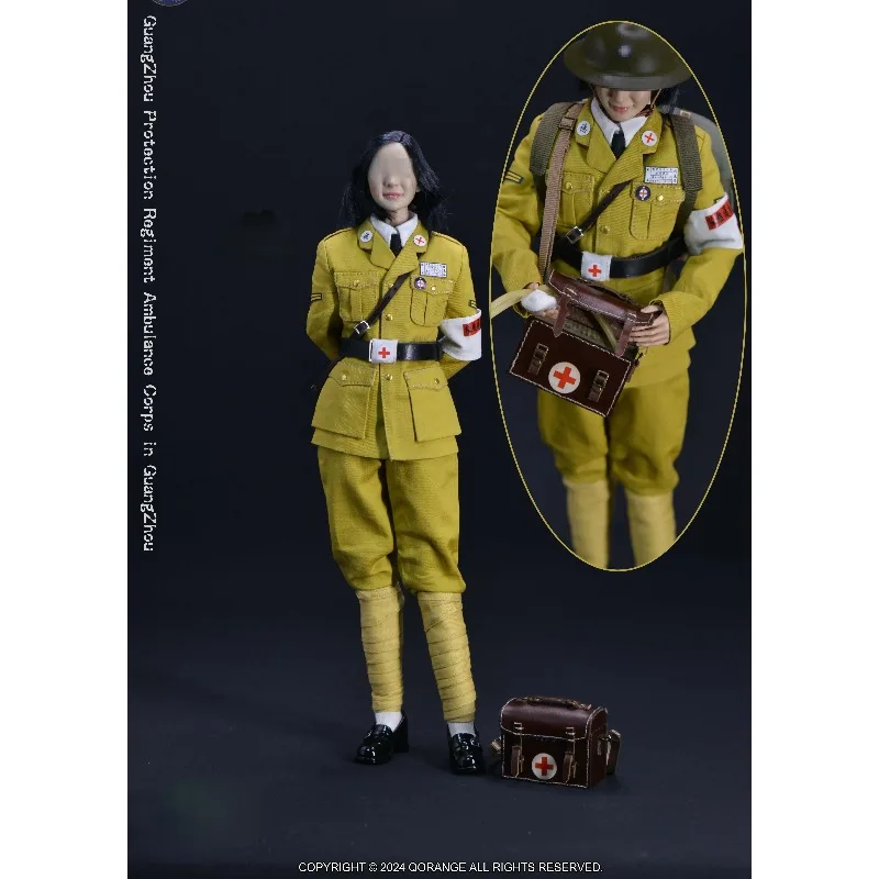 QOM-1048 Escala 1/6, Cuerpo de protección de Guangzhou, equipo de brigada de ambulancia, modelo de ropa para decoración corporal de figura de acción de 12 pulgadas