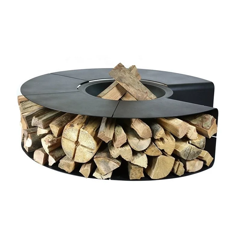 Heavy-duty Diameter 150CM All-weather Resistant Large Outdoor Wood Fire Pit Table With Cooking Grill