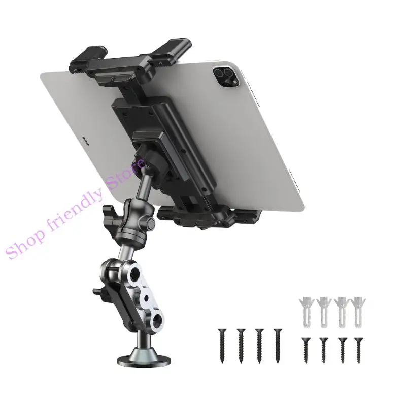 Indoor Cabin Screen Holder for Phone Use, Drill Mount Screw Base with Jointed Arm for Wall Vehicle Viewing Position and Portrait