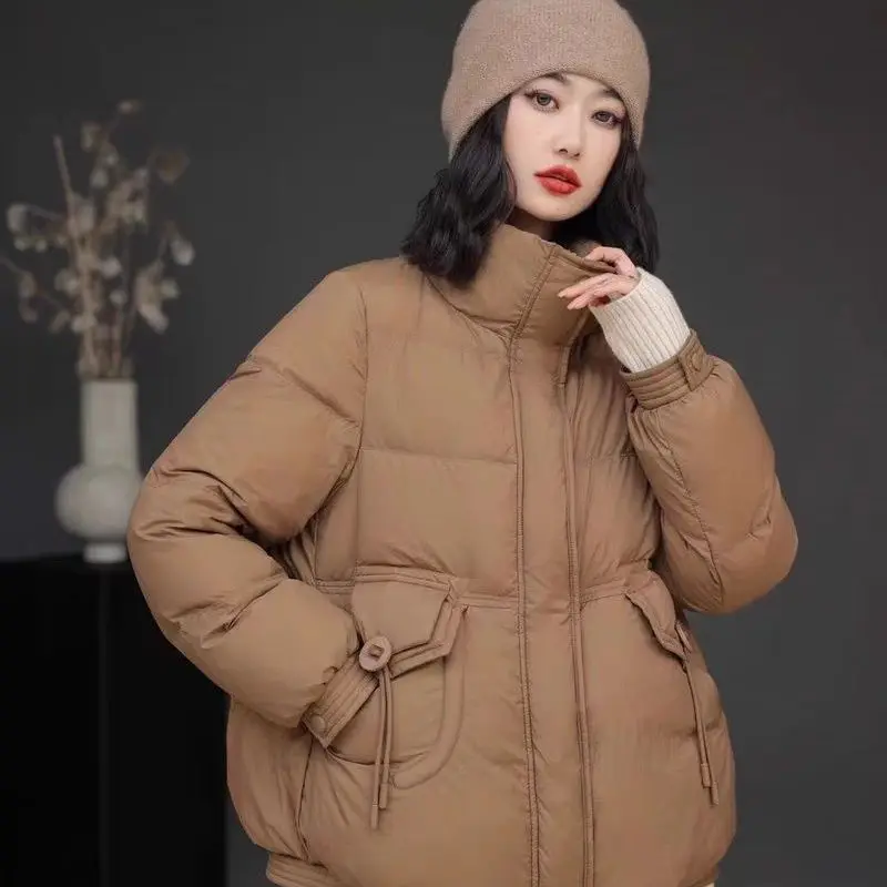 

2025 autumn and winter Korean version down jacket women's short style stand up collar loose slimming warm women's clothing