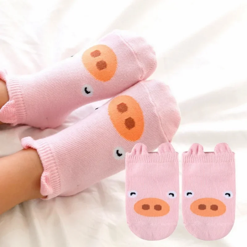 Kinder Kindersocken für Mädchen und Jungen, rutschfeste bedruckte Baumwolle, Kleinkind-Baby-Cartoon-Söckchen, Neugeborene, kurze Socken, Kleidung