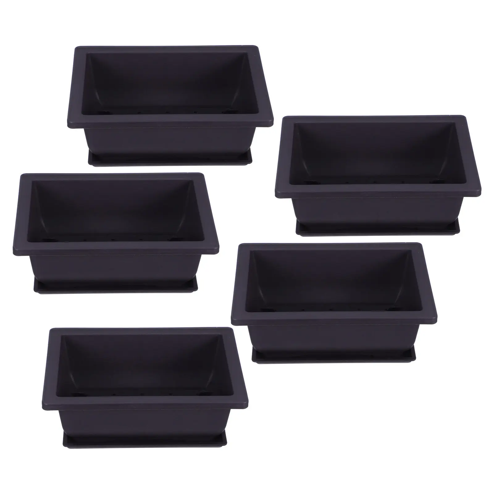 5Pcs Plastic Succulent Planter Retro Rectangular Deep Brown Flower Pots for Indoor Outdoor Small Bonsai Plants