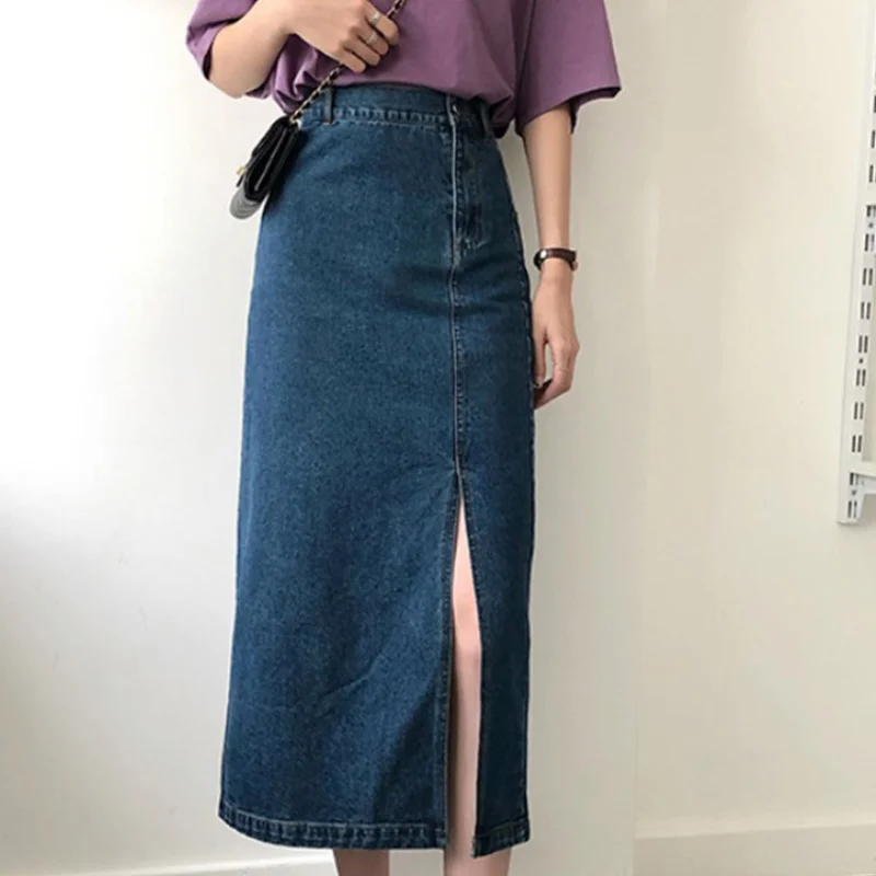 

Women's Denim Skirt Mid-length American Retro High Waist Casual Loose All-Match Fashion Trend Chic and Elegant Woman Skirt Y2K
