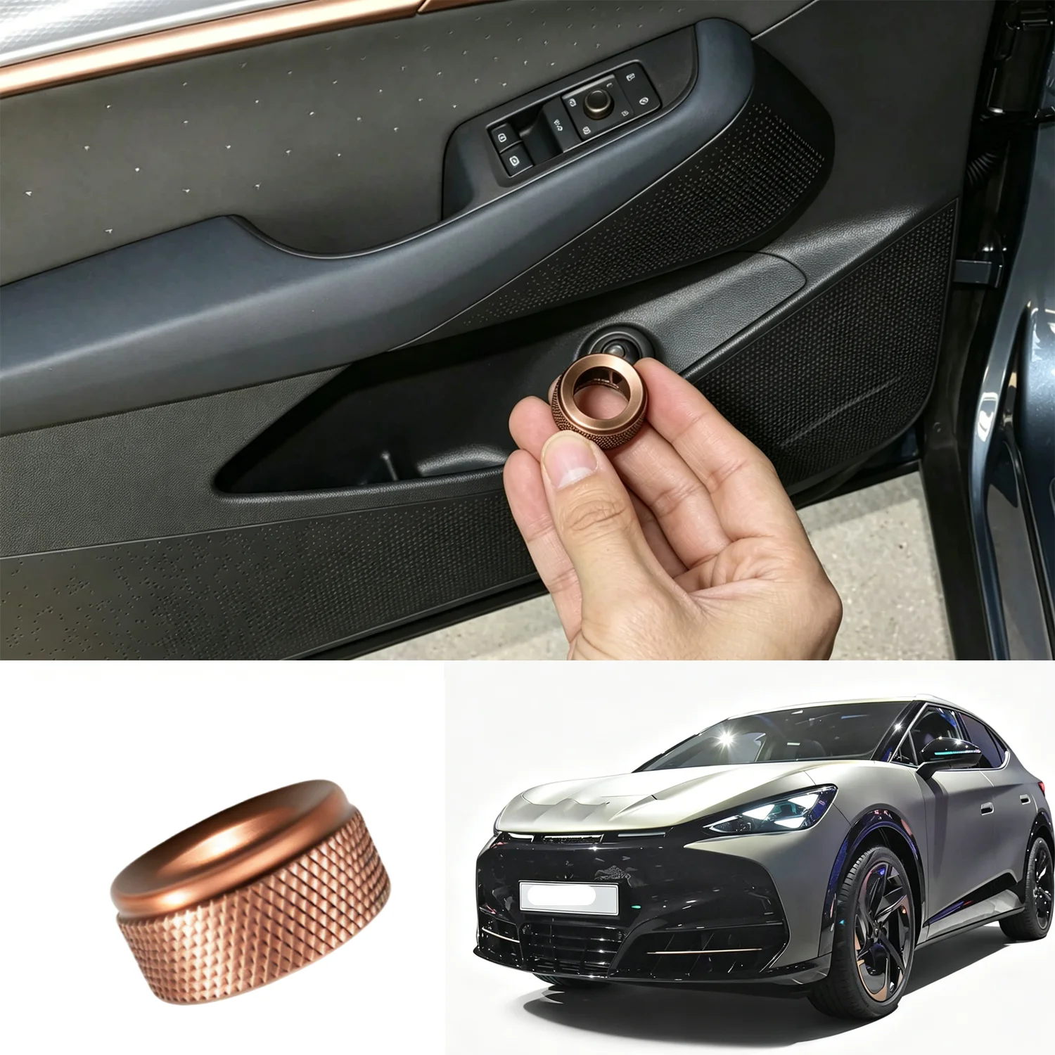 Aluminum Alloy Rearview Mirror Adjustment Knob Trim Ring, Car Side Mirror Switch Knob Decor Cover Fit For Cupra Born 2021‑2025 C