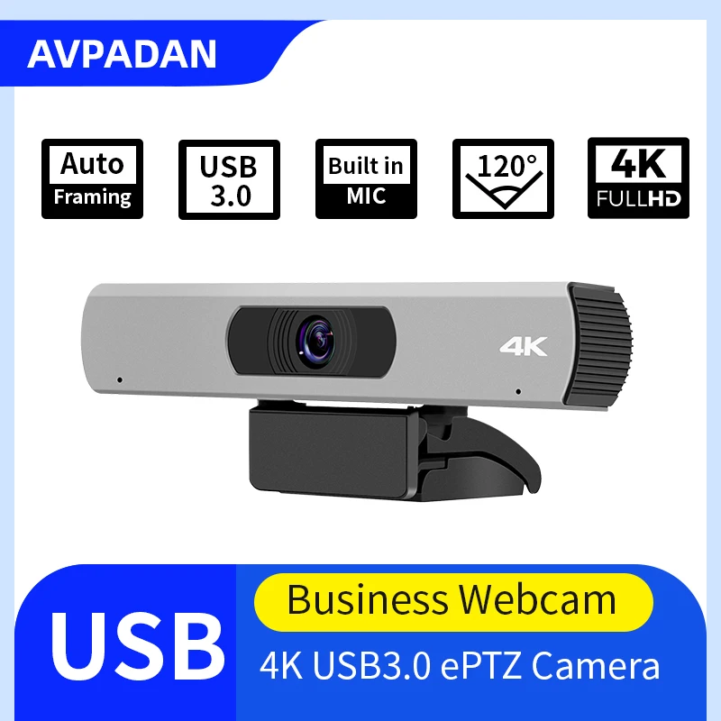 

4k Business Webcam USB ePTZ Camera built-in microphones Auto framing Focus For Computer laptop