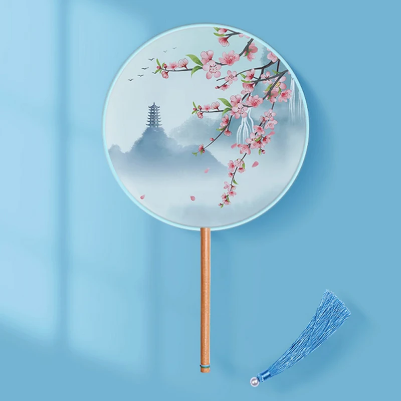 

Креативный полупрозрачный круглый шелковый веер с принтом, подарок для рукоделия, домашний декор, ханьфу, анимационные аксессуары, китайский стиль, портативный, 1 шт.