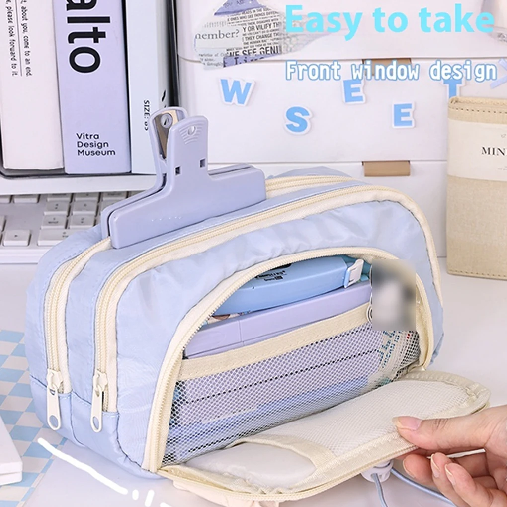 

Многослойный пенал большой емкости, простая многофункциональная студенческая коробка для канцелярских принадлежностей и сумка для хранения косметики, коробка для ручек на шнурке