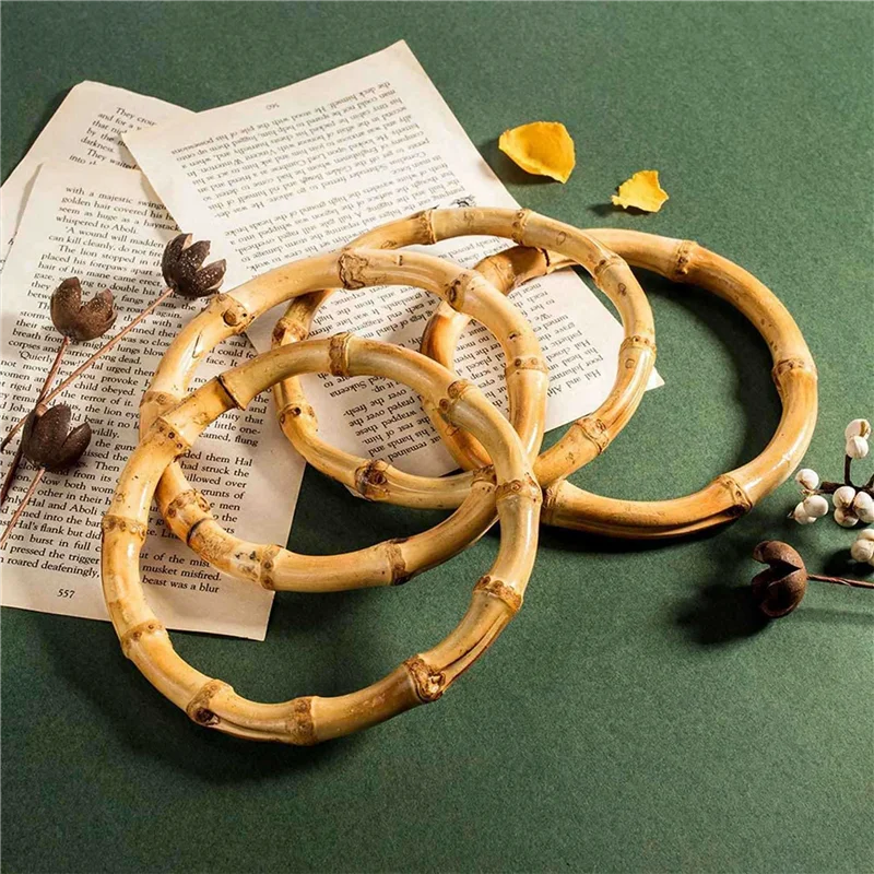 

ASDS-8Pcs Wooden Round Bamboo Bag Handle Replacements Handmade Bag Purse Making Handles For Handbag Crafting
