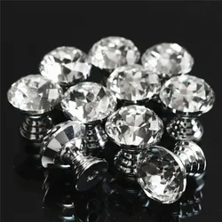 10Pcs/Set 20mm Diamond Shape Crystal Cabinet Pull Cupboard Drawer Knob Handle Kitchen Door Wardrobe Handles Furniture Hardware