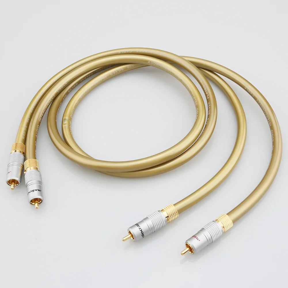 High Quality A70 silver plated audio cable Amplifier CD DVD player Speaker HiFi RCA interconnect cable