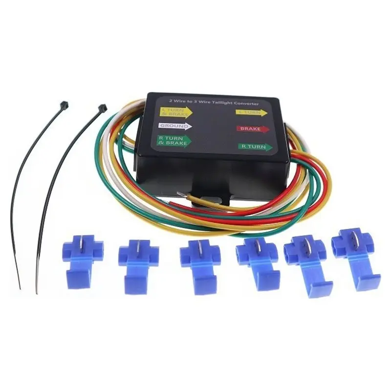 AT92-Tail Light Converter 2 Way To 3 Way Wire Splice For RV Trailer Harness For Vehicle Semi Trailer For Dinghy Towing