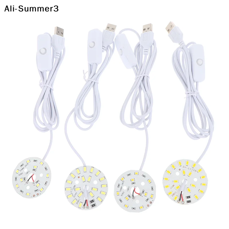 【AyS】1Pc DC5V Dimmable 48/55MM LED Chips SMD5730 LED Lamp USB Dimmer 5W 10W Light Board White Warm Light W/ON/OFF Swicth Cable