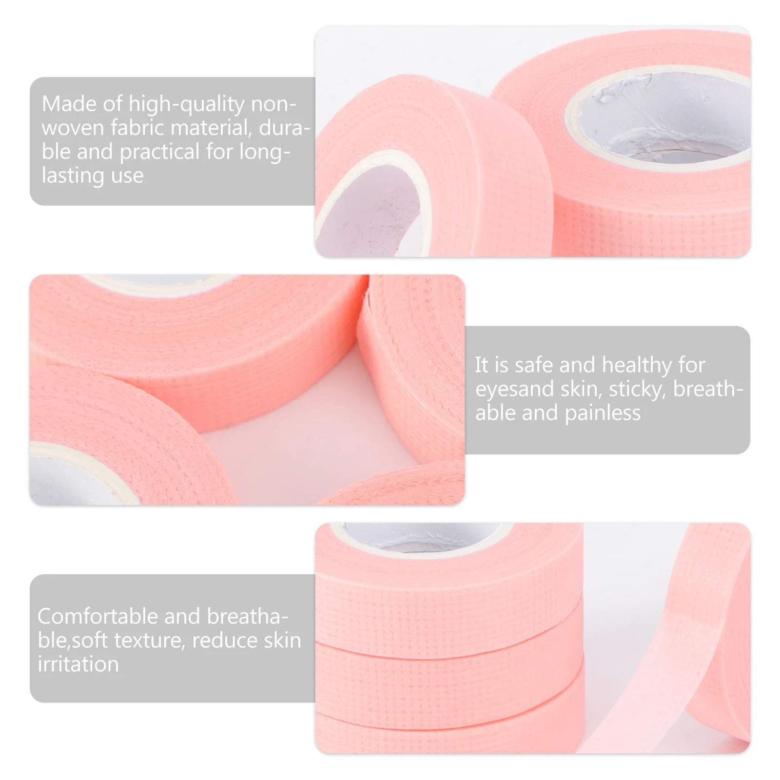 

4pcs Eyelash Isolation Tape Grafting Breathable Pink Non Woven Durable Long Lasting Soft Elastic Extension