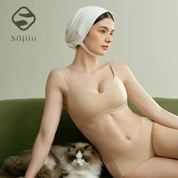 SUJIIN Plus Size Push Up Bra for Large Breasts Wireless Full-Coverage Bra Female Seamless Comfort Smooth Big Bust Bralette MX313