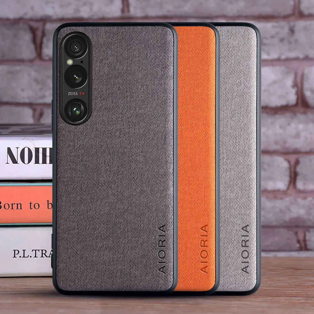 Funda para Sony Xperia 1 VI 10 VI coque de lujo textil piel de cuero suave funda dura para teléfono funda para sony xperia 10 vi funda capa