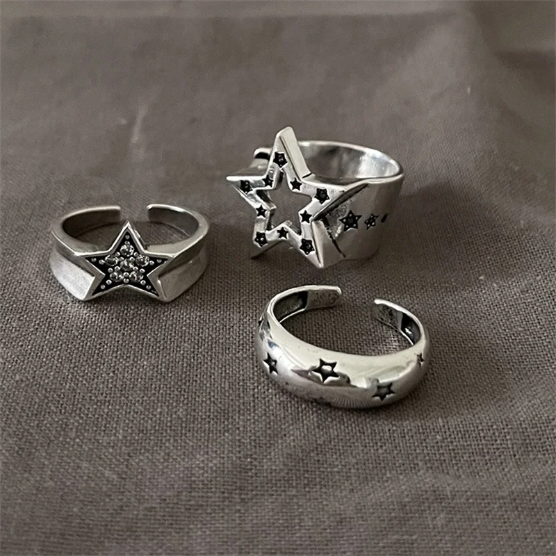 Fashion Pentagram Geometric Star Ring For Women Adjustable Finger Ring Jewelry Vintage Irregular Aesthetics Y2k Accessories