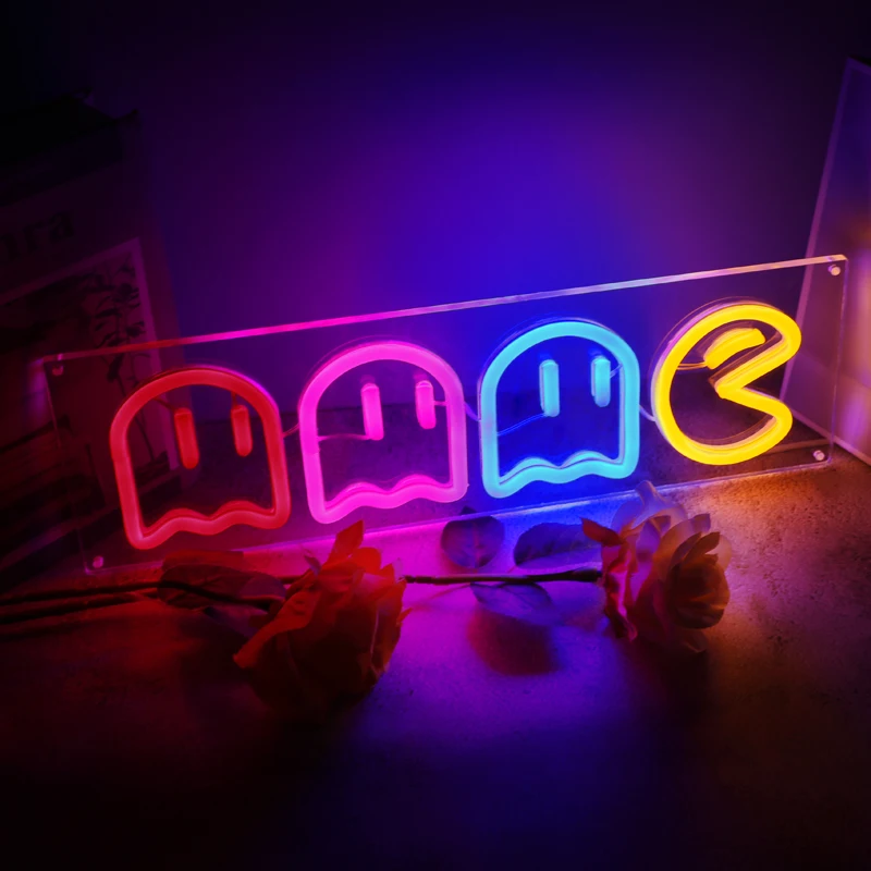 Game Led Neon Signs Ghost Neon Lights Sign Decor Arcade Game Room Decor Led Wall Sign Neon Sign Christmas Wall Decor Gift