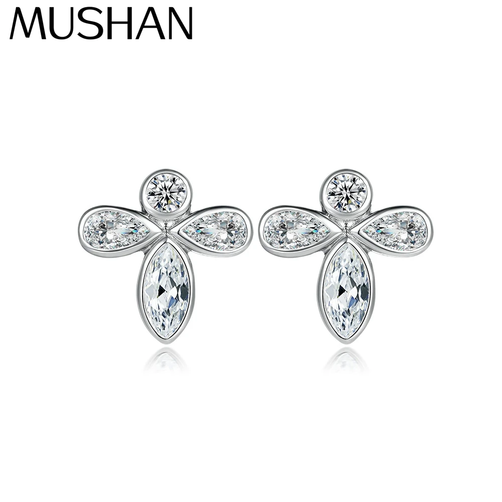 

MuShan Brand Jewelry 925 Sterling Silver Earrings Zircon 7A Hoop Statement for Girls Real Gold Plated Fine Jewelry Earring