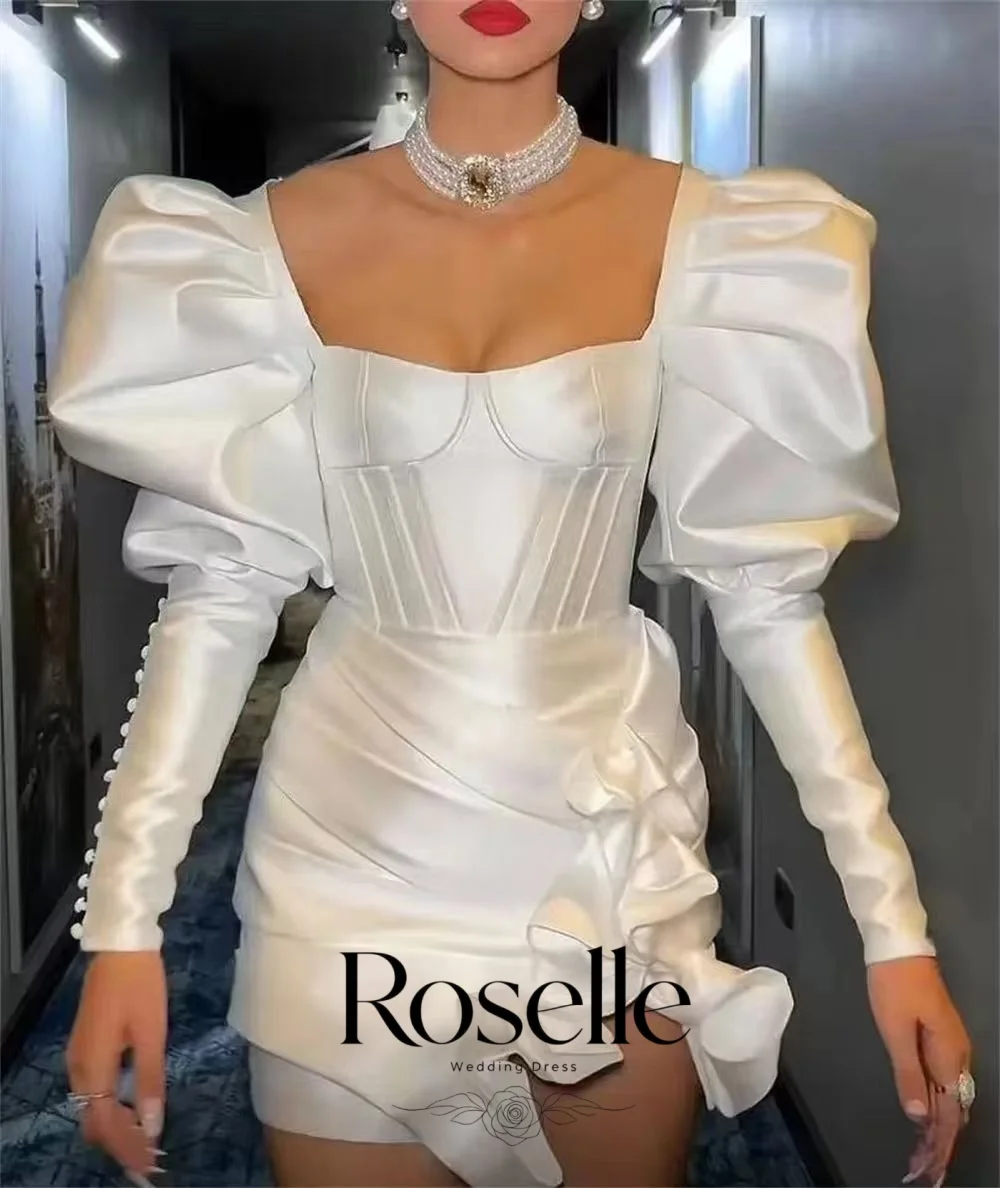 Sexy White Sheath Wedding Dresses for Women Mermaid Long Sleeves Square Neck Arabia Party Dress Women Customized 2026