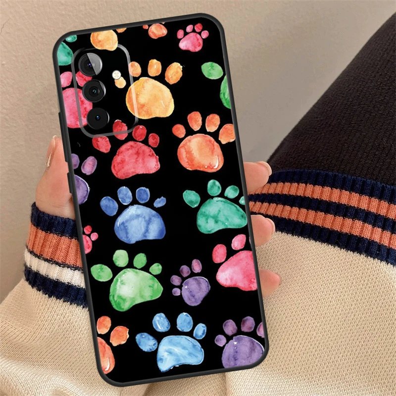 Watercolor Paw Prints Case For Samsung Galaxy A14 A54 A34 A24 A52 A32 A22 A12 A51 A71 A33 A23 A13 A53 Cover Funda