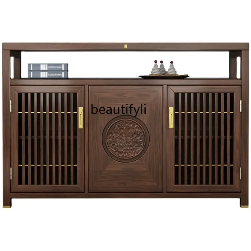 

zqSolid Wood Sideboard Simple Lobby Entrance Cabinet Modern Chinese Restaurant Home Tea Locker storage cabinet furniture