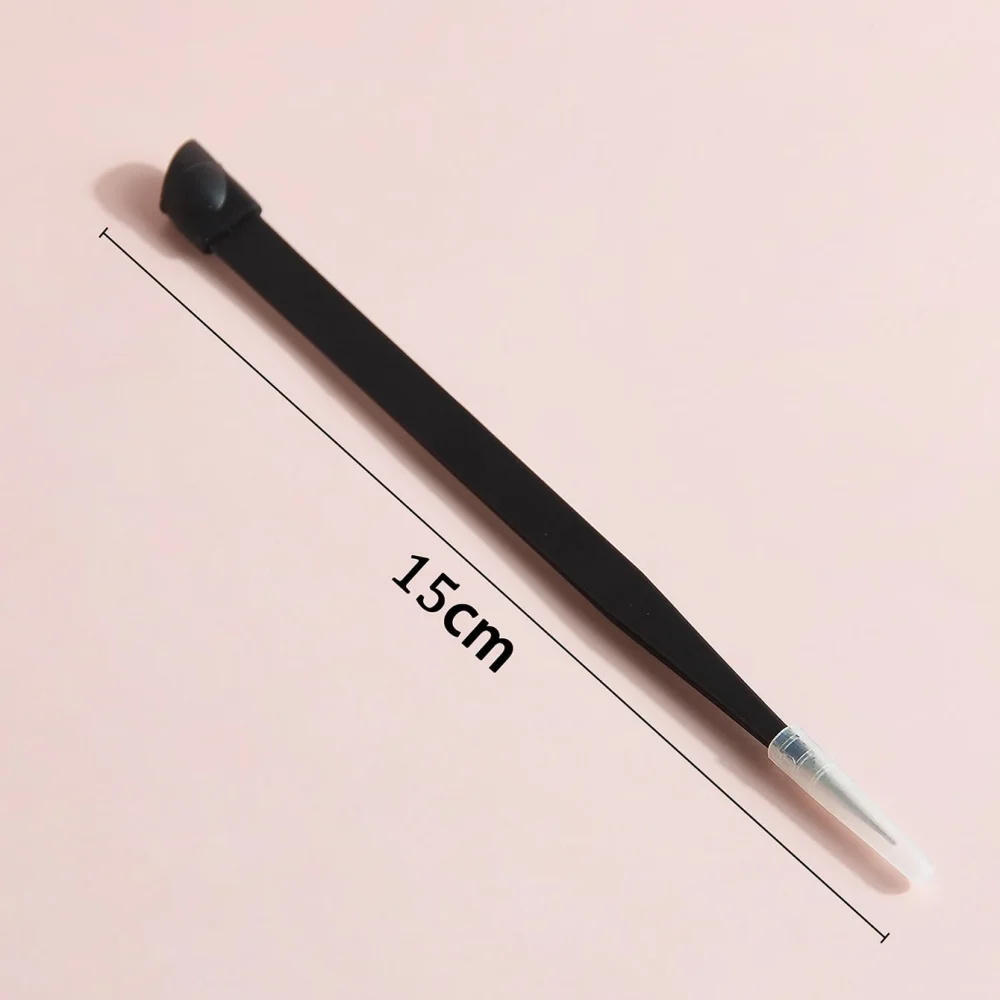 1個 ブラック精密ネイルアートピンセット - ラインストーン、デカール、ネイルデコレーション用ステンレススチールストレートチップツール