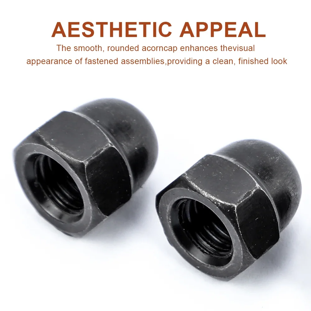 HSLSLS 1-50pcs Stainless Steel Hex Cap Nut Acorn Nut M3 M10 M20 Domed Nuts Zinc/Black/Nickel Plated Decorative Cover Dome Nut