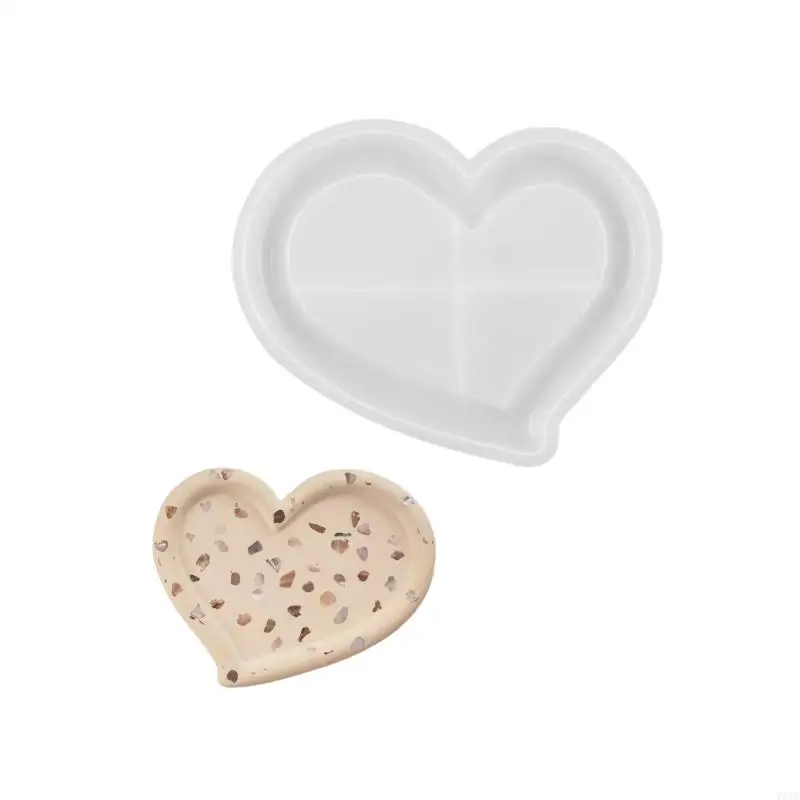 W0YA Multifunctional Heart Tray Molds Epoxy Resin Silicone Moulds Dish Moulds for Crafting Dishes and Vanity Organizers