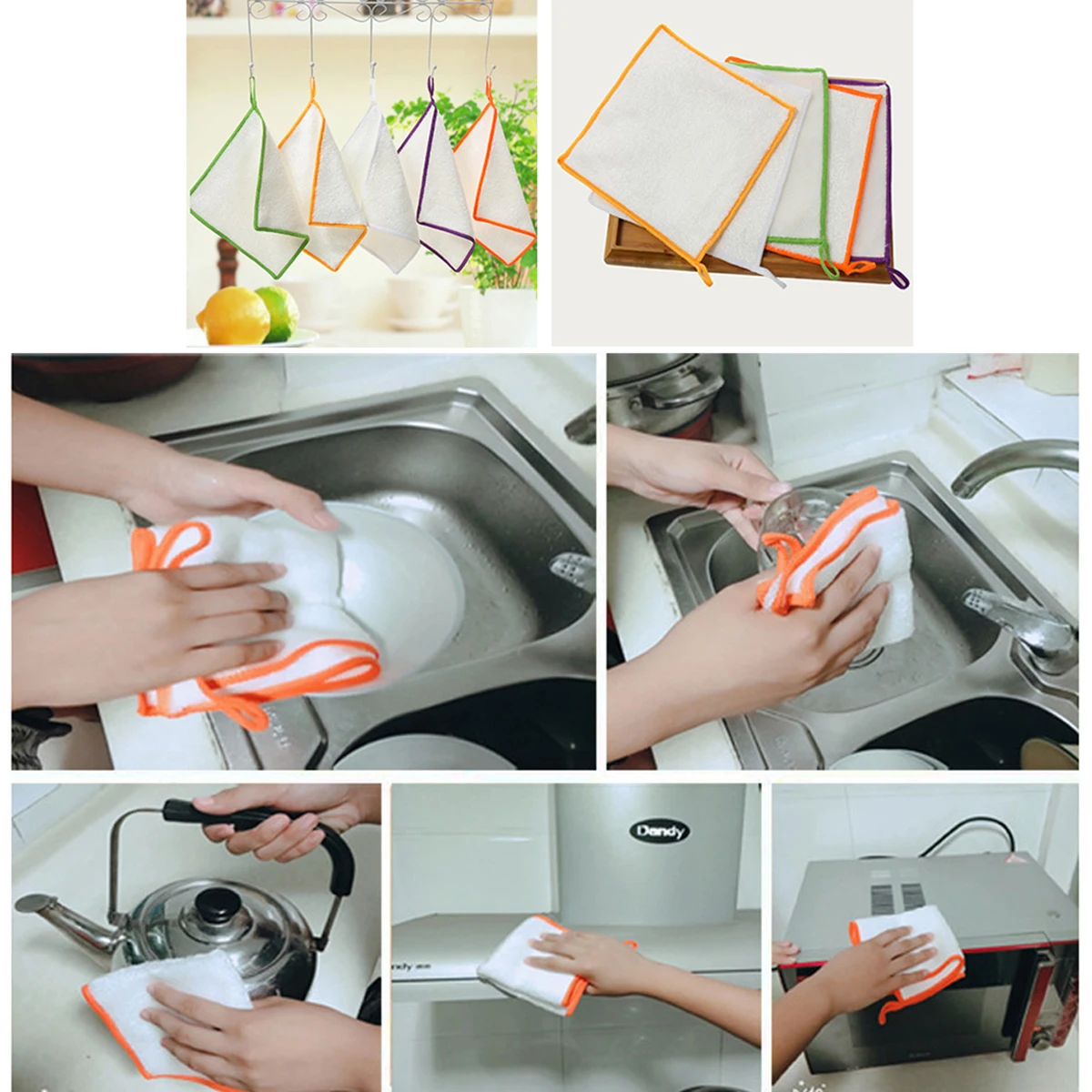 

25X25CM Dish Towel Cloths Kitchen Towels Kitchen Wash Cloth RV Cloth Thicken Non-stick Odor-free Fast-drying Absorbent